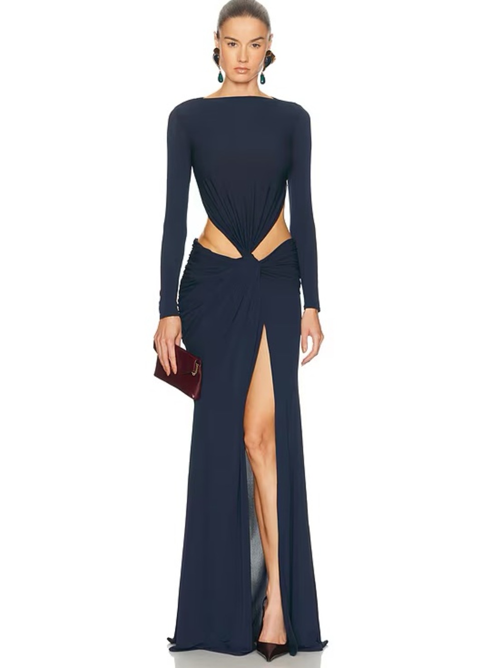 Alex Perry NWOT Navy Long-Sleeve Cutout Evening Gown